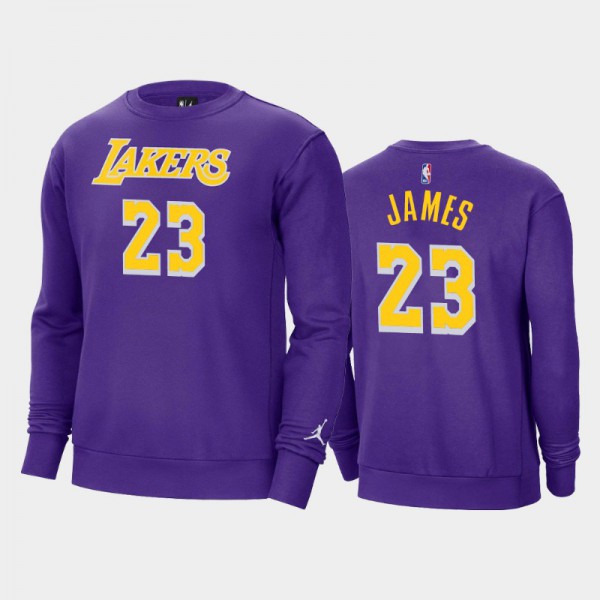 LeBron James Los Angeles Lakers #23 Men's Statement Jordan Brand Fleece Crew Sweatshirt - Purple