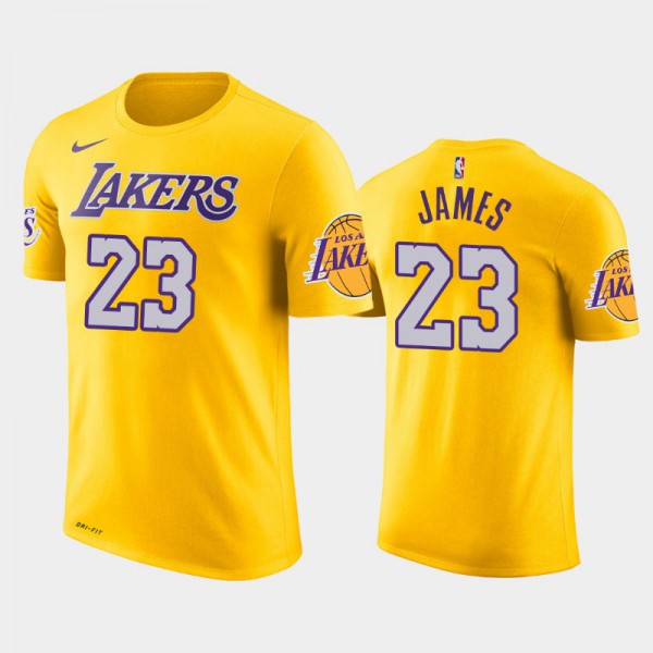 Lebron James Los Angeles Lakers #23 Men's Icon T-Shirt - Gold